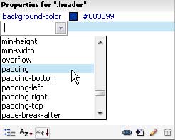 Dreamweaver Padding Select