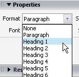 Dreamweaver Format Text