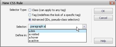 Dreamweaver link style