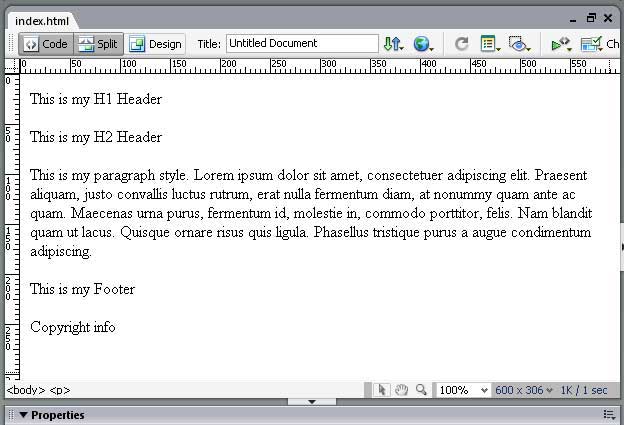Dreamweaver Generic HTML