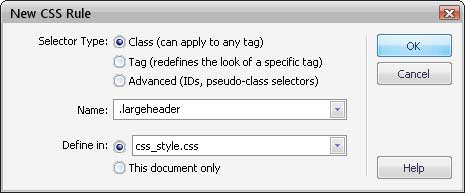 Dreamweaver new style header