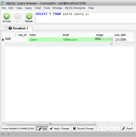 Query Browser Insert Data
