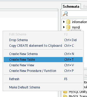 Query Browser New Table